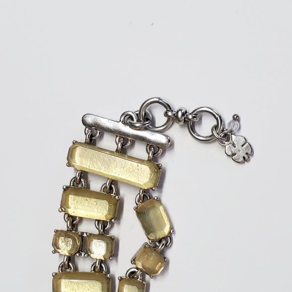 Lucky Brand Silver Tone Yellow Acrylic Stone Bracelet 8 in. - Picture 2 of 5